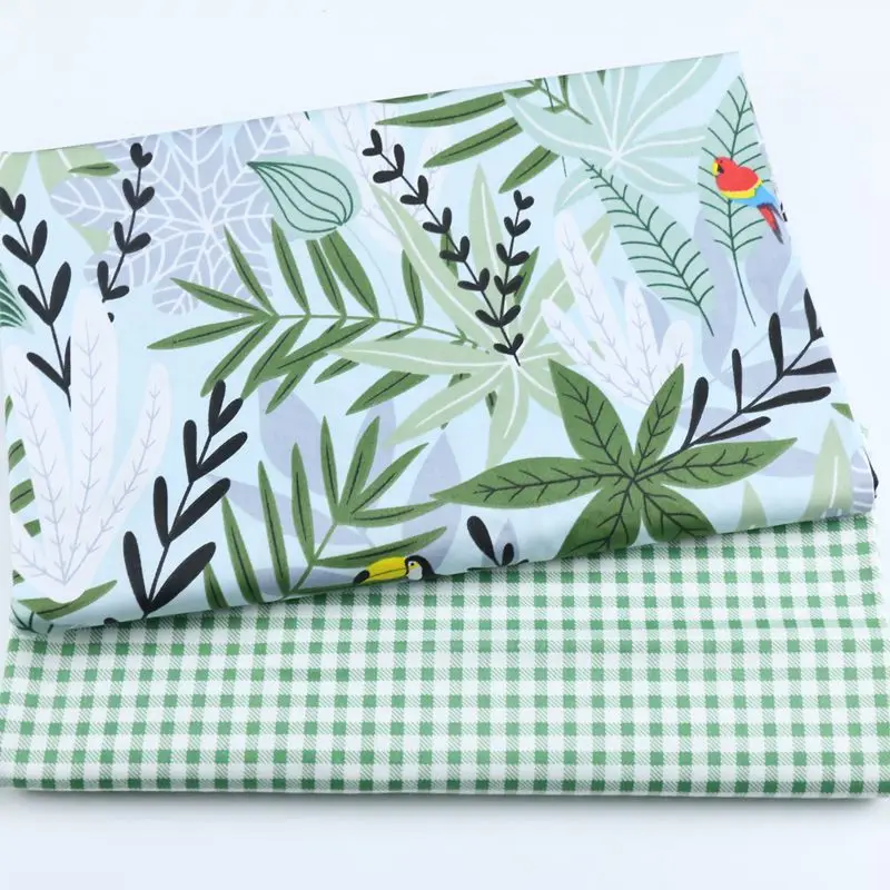 

Printed Green Leaves Fabric 100% Cotton Material for Handmade DIY Cotton Baby Dress Material