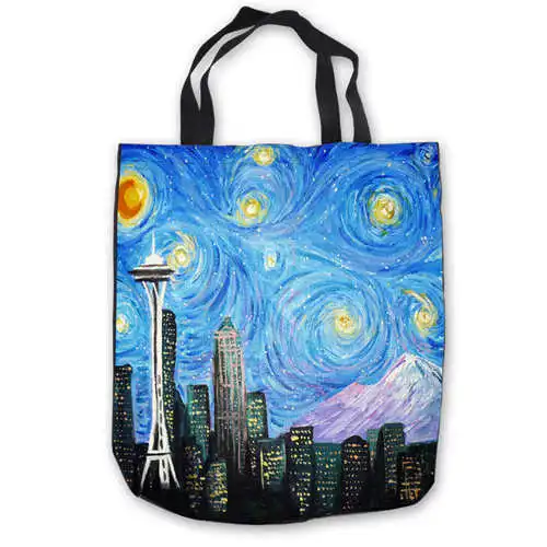 Холст Винсента-Ван-Гога-Звездная ночь (1) сумка сумки повседневная хозяйственная