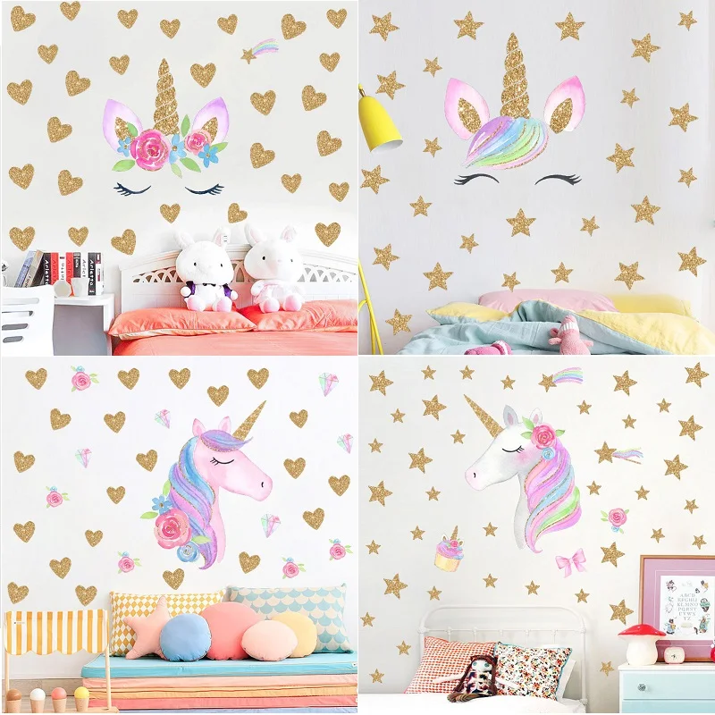 Rainbow Pony Princess Wall Decal My Little Horse 3d Wall Sticker Kids Bedroom Nursery Decoration Mural Poster Cartoon Wallpaper