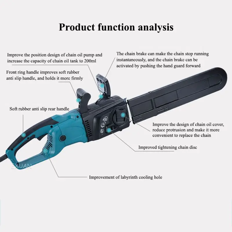 

Electric chain saw hand-held high-power multifunctional woodworking household logging and tree-cutting tool electric saw 220V