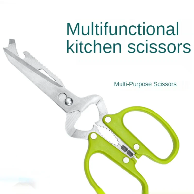 

Multifunctional Kitchen Scissors Cutting Knife Plate Stainless Steel Kitchen Meat Cutting Chicken Bone Scissors Opening Bottle