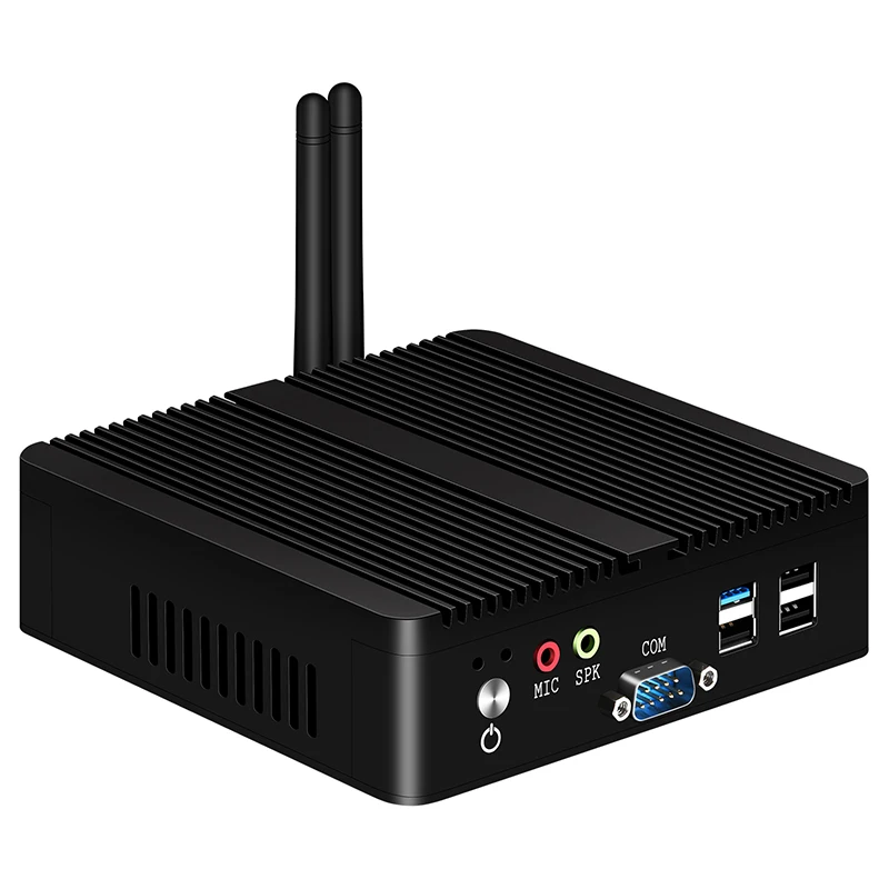 Fanless Mini PC Intel Celeron J1900 Quad-Cores Windows Linux 4xUSB 2xRS232 HDMI VGA WiFi Embedded Industrial Micro Computer