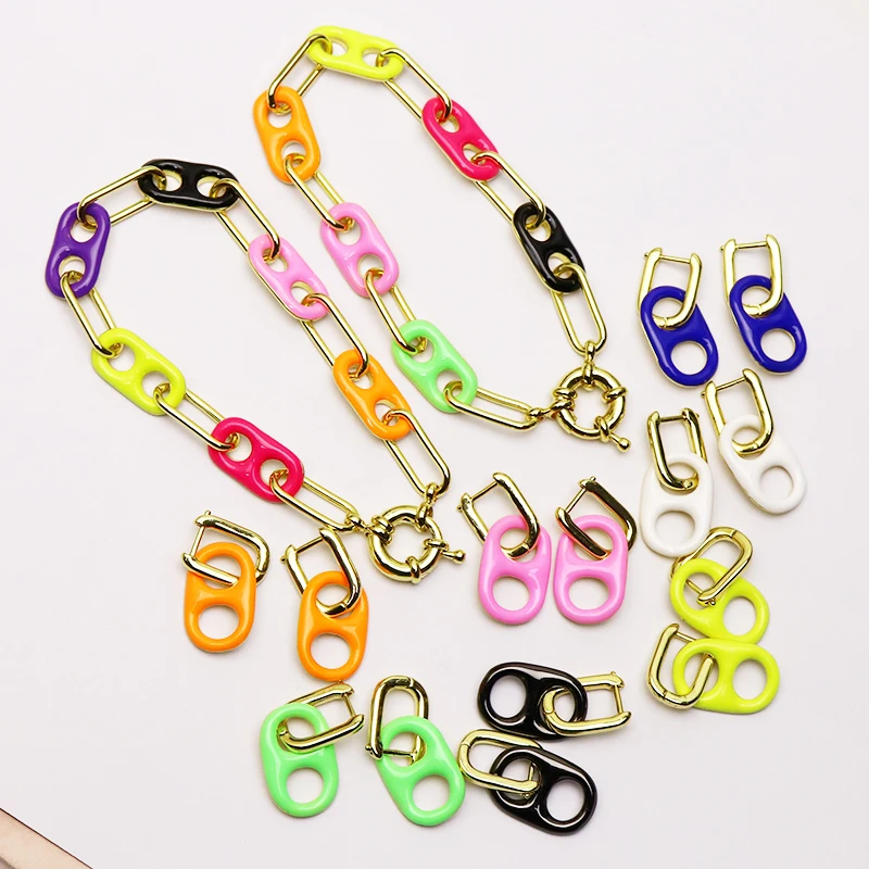 

3 Pcs Bracelet Enamel Pig nose Chain Handmade charms Bracelet Accessories Colorful Bracelet women jewelry Bracelet 51243
