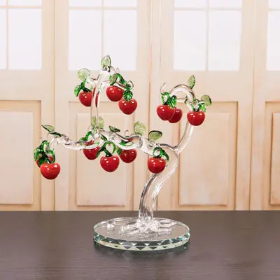 12pcs bonsai type Стеклянная вишня с кристаллами дерево фигурки ремесла фэншуй орнамент домашний Декор рождественские новогодние подарки, сувениры Декор Орнамент - Цвет: 12pcs bonsai type