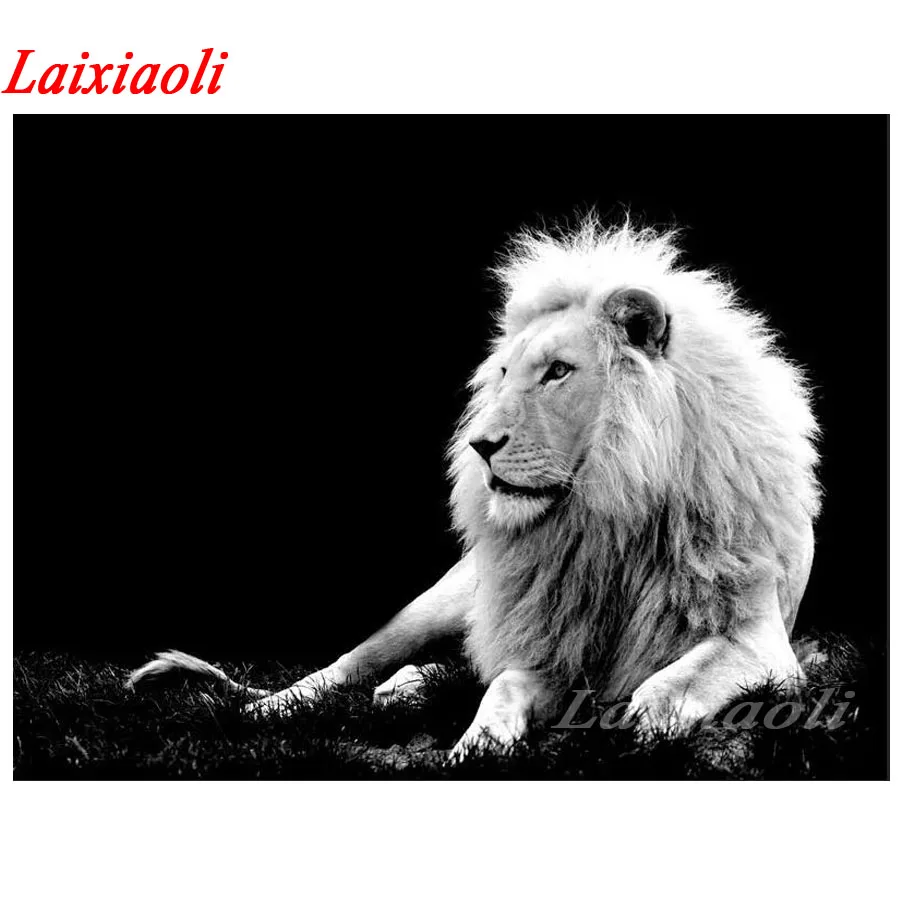 Алмазная вышивка с рисунком льва алмазная 5d мозаика ручной работы черно-белая