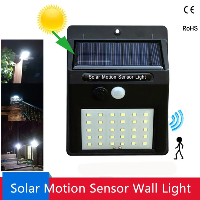 

Светодиодный светильник на солнечной батарее, настенный светильник с пассивным ИК датчиком движения, 20/30 светодиосветодиодный s, уличная во...