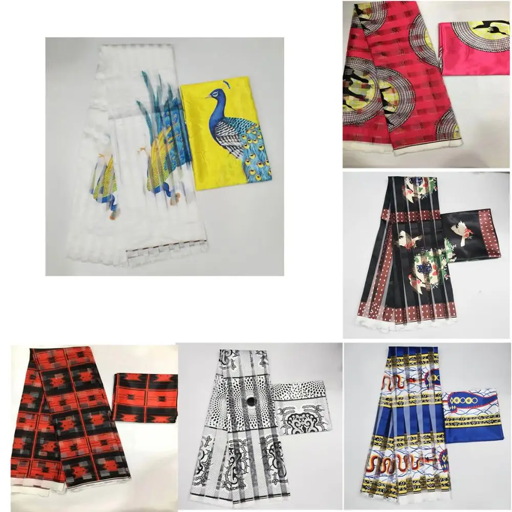 Новая ткань из искусственного шелка атласная шелковая с принтом органзы для