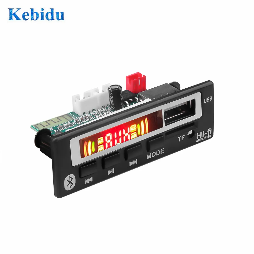KEBIDU Bluetooth 5 0 Автомобильный MP3 WMA WAV декодер плата цветной экран в 12 В беспроводной