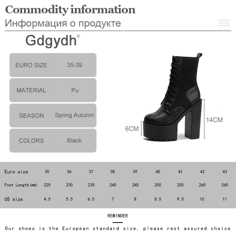 Gdgydh/Новинка Пикантные женские сапоги на платформе с толстым каблуком и шнуровкой
