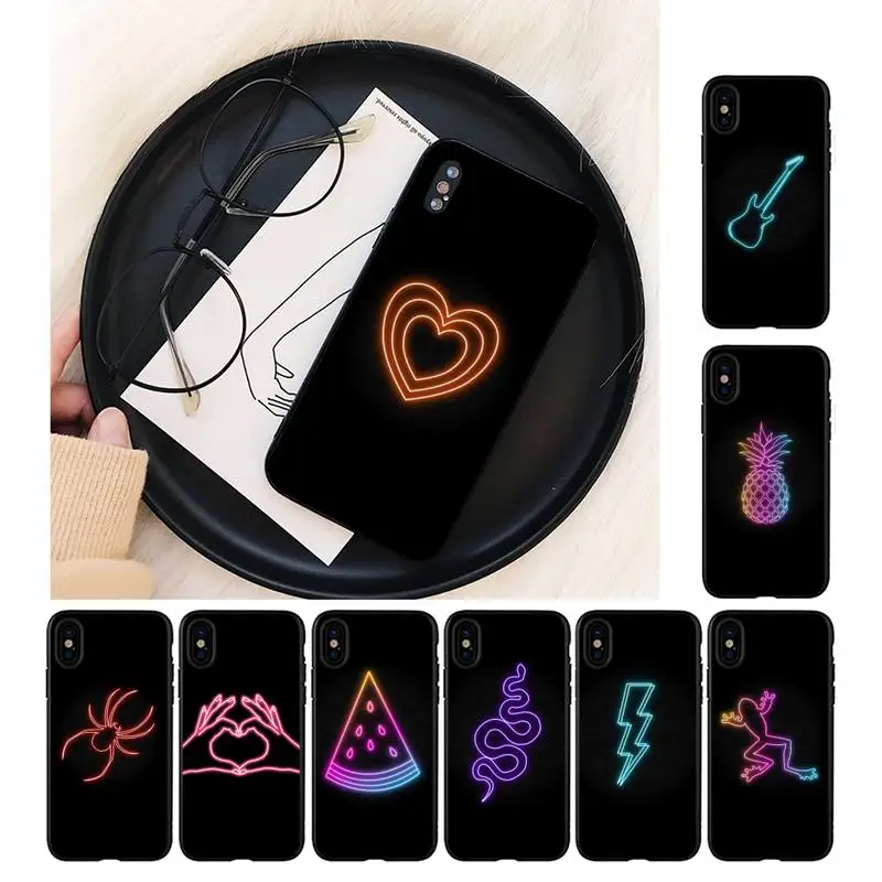 

fluorescent small pattern font neon Phone Case For iphone 13 11 8 7 6 6S Plus X XS MAX 5 5S SE 2020 XR 11 pro DIY Custom Cover