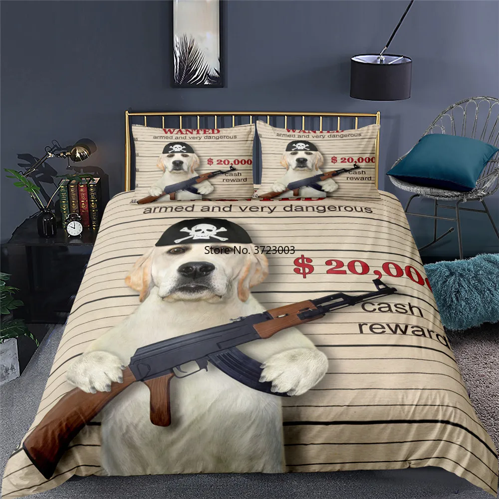 

Cute Pet Dog Bedding Down Quilt Cover Pillowcase Deluxe Bedroom Decor Single Double King Queen Large Size Home Textile