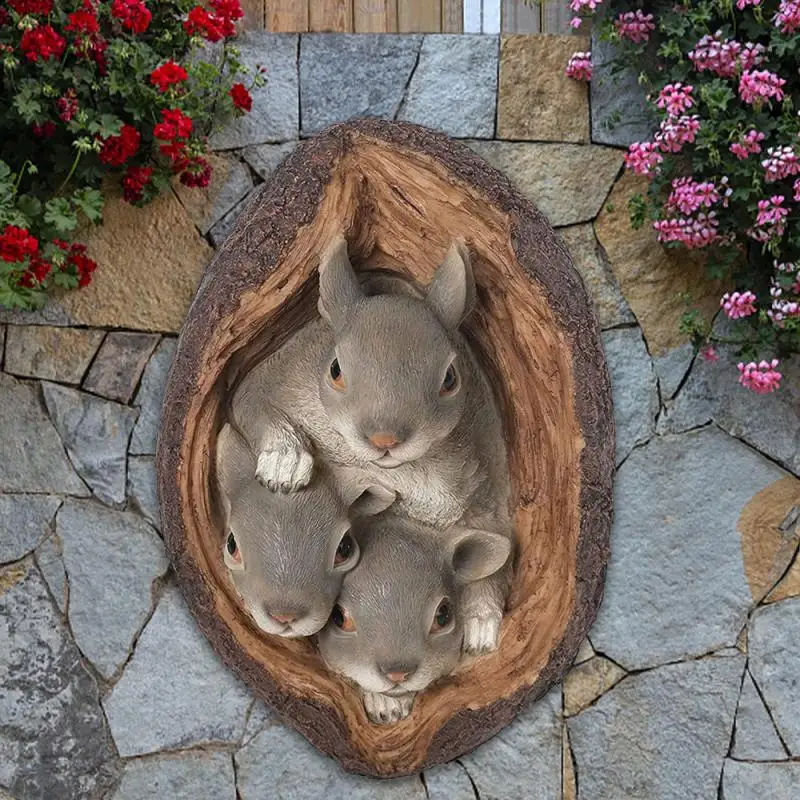 

3 белки, каучуковое дерево, имитация животного, уличное садовое украшение, висящее от дерева, белки, декоративное украшение для двора, сада