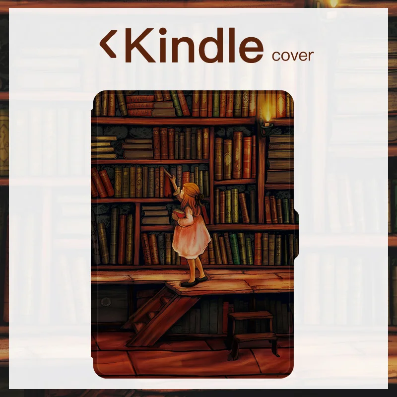 Из искусственной кожи на магнитной застежке чехол для Kindle Paperwhite 1/2/3 читалка(7th Gen2012/2013// выпуска) Авто Режим сна/Пробуждение - Цвет: Library Girl