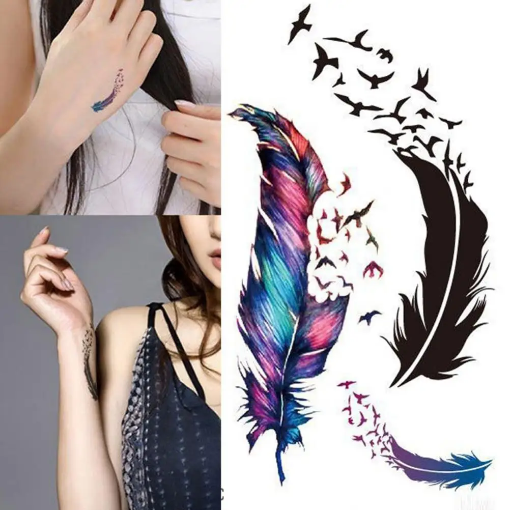 

1pc Chic Waterproof Tattoo Small Fresh Wild Goose Feather Pattern Tattoo Sticker