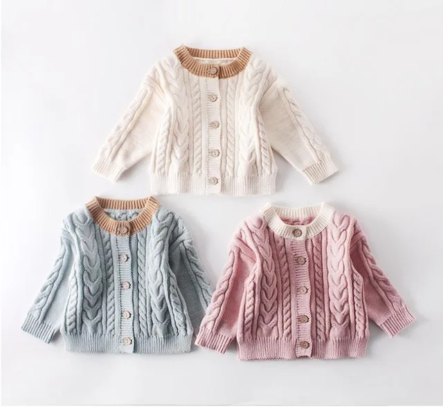 Новый модный свитер для маленьких девочек однотонный вязаный высокого качества