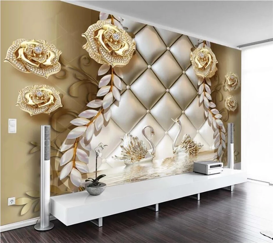 

Пользовательские обои 3d стерео фотообои золотой полный дом ювелирные изделия фон для телевизора стены гостиной спальни фотобоны 3d на стену
