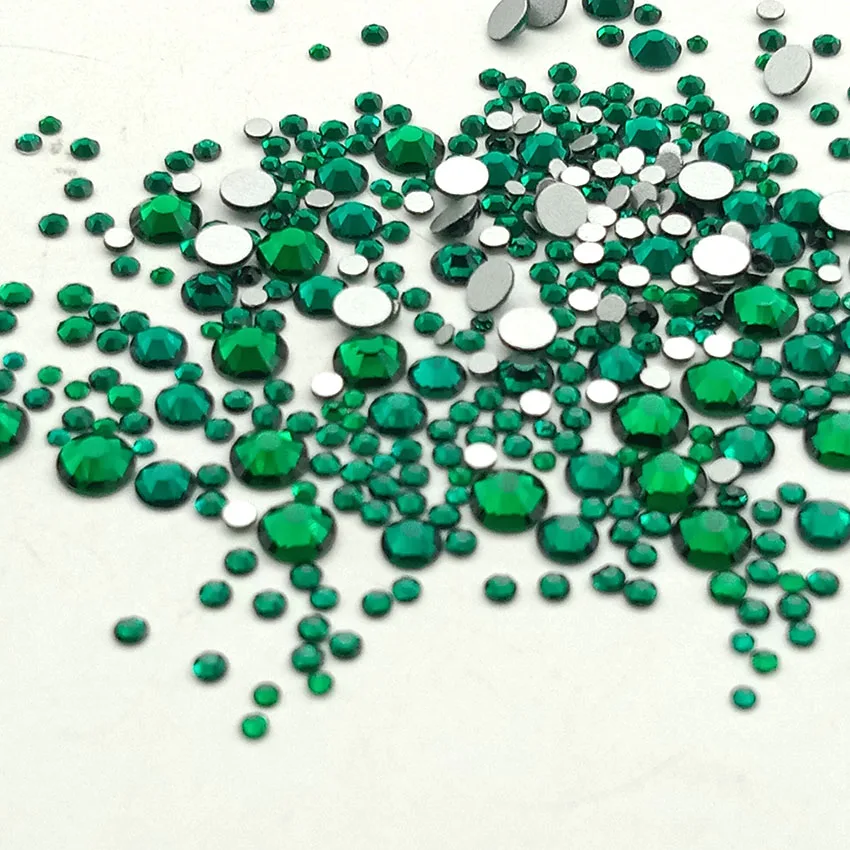 1 коробка стеклянные стразы для ногтей разразных размеров с плоской задней