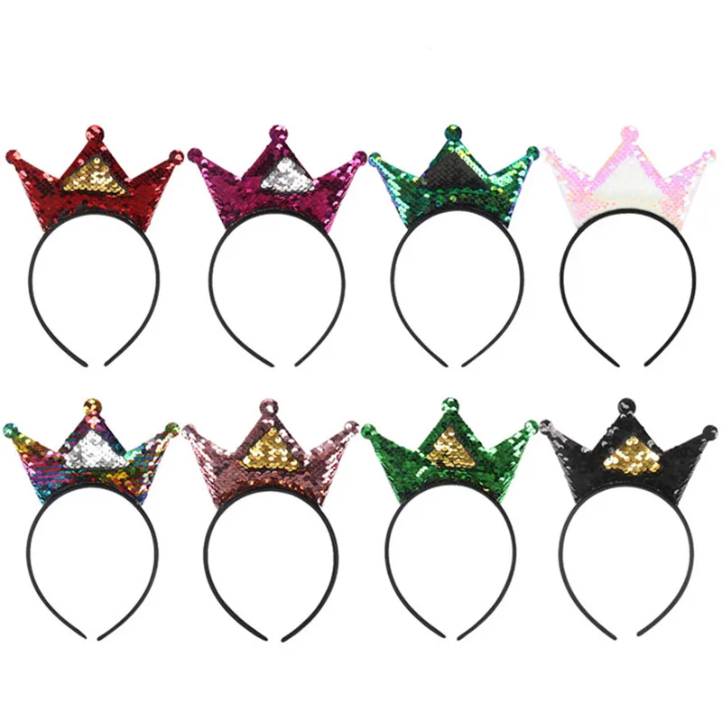 

Girls Sequins Crown Hairband Cosplay Headband Women Headwear Party Gift
