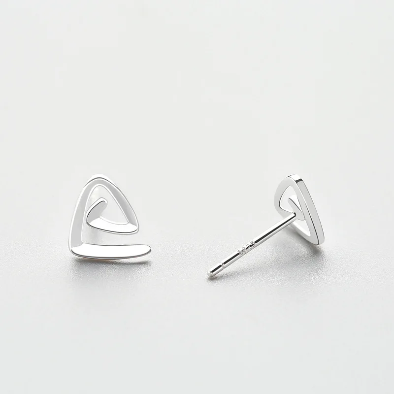 

Silver 925 Jewelry Fashion Spiral Earrings For Women Sweet Cute Triangle Sterling Silver Stud Earrings Party Accessories