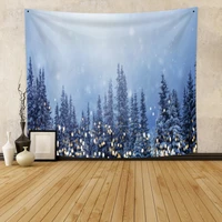 laeacco winter snow forest tapestry trippy wall hanging blanket home decor wall tapestry bedroom art decor living room dorm