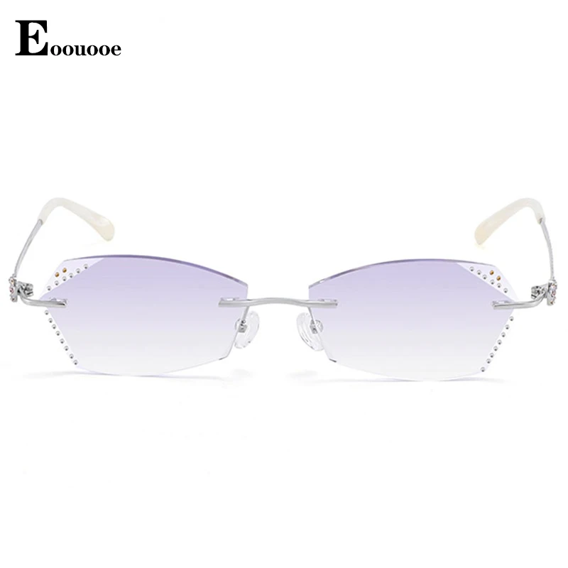 

Diamond Women Eyeglasses Luxurious Titanium Rimmed Glasses Frame Progressive Purple Lens Trimmed Opticos Myopia Reading Gafas