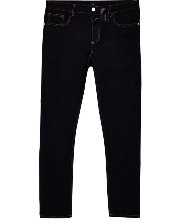 

youth men middle waist elastic jeans pants with pocket pencil pants custom logo print on product and package from 1pc dropship