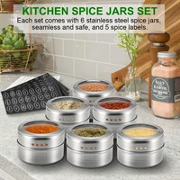 6pcs magnetic spice jar stickers salt holder box shaker for spices cans container pepper spray kitchen seasoning powder storage