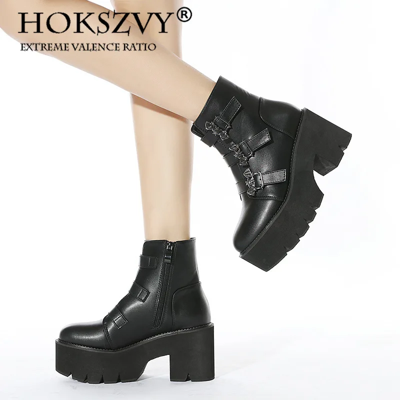 

HOKSZVY/Новые Осенние Ботинки на каблуке 8 см; Импортные товары; Водонепроницаемая Обувь с ремешком и пряжкой; Подошва из пенопласта; Ботинки ...