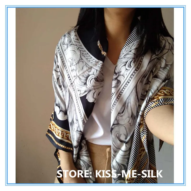 KMS классический плотный Шелковый теплый большой квадратный шарф накидка для