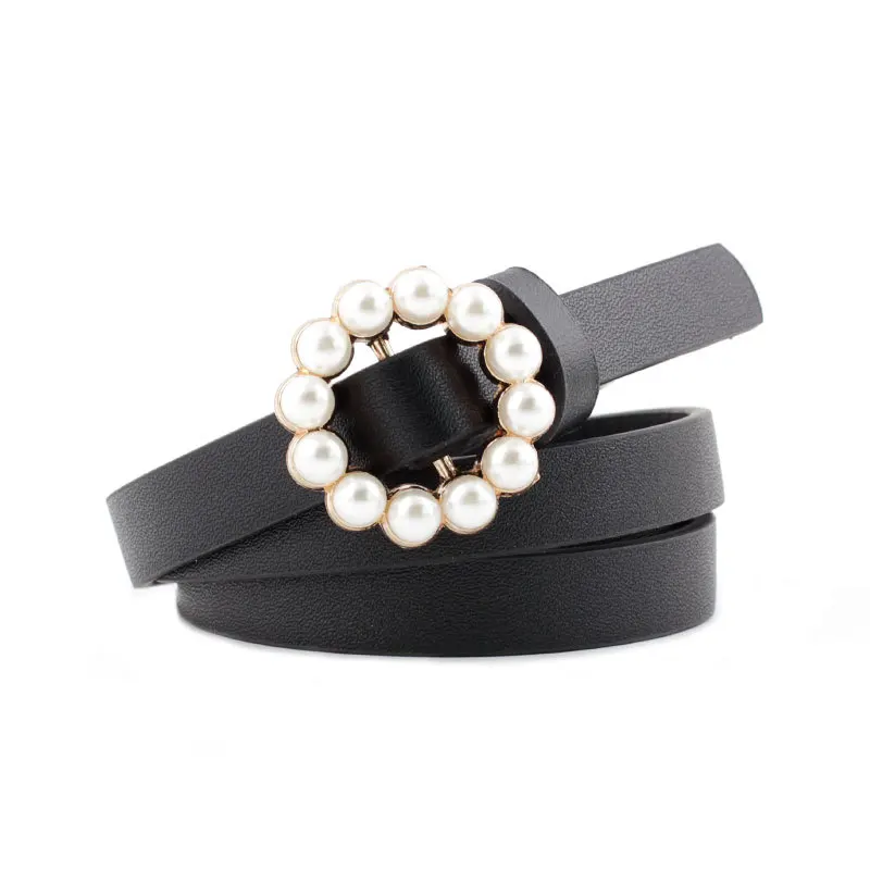 

Ladies' belt women waist luxury black red belts for jeans dresses woman pearl studded buckle girls ladies fashion decorative