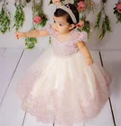 Милое розовое кружевное платье с цветами для девочек, детское фатиновое платье на день рождения, детская одежда для свадьбы и вечеринки, с коротким рукавом