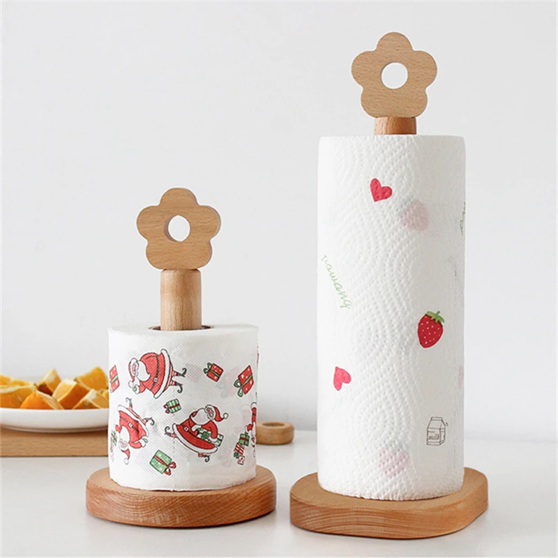 

Japanese-Style Solid Wood Paper Roll Holder Creative Kitchen Vertical Beech Tissue Towel Rack Small Flower Rag Storage Hanger