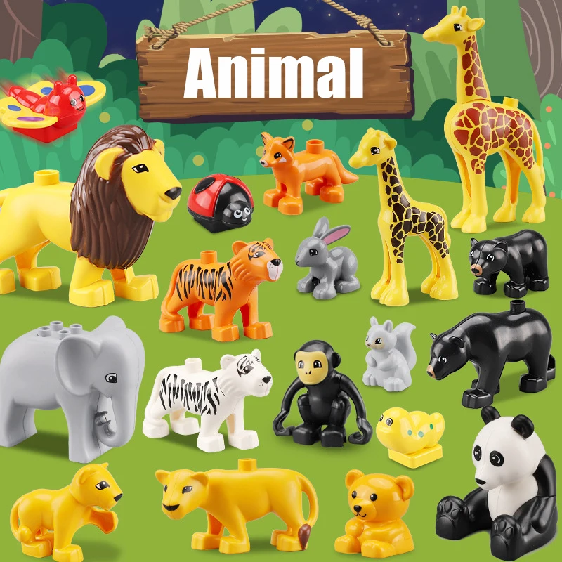 Duploed серии Джунгли животные большой размер строительные блоки Лев Обезьяна лиса
