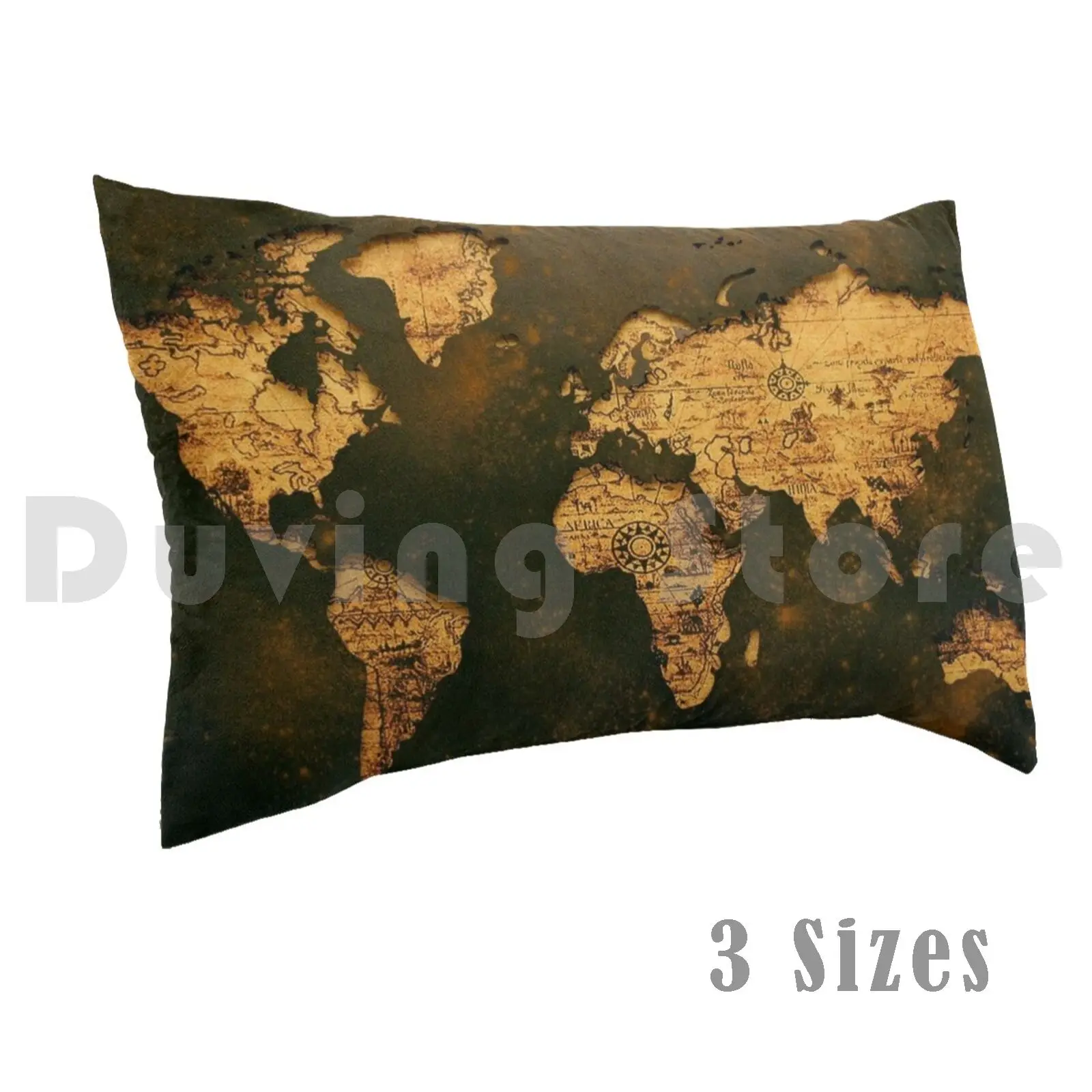 

Чехол с надписью Подушка с изображением карты мира 50x75, карта с надписью Europe, Africa, America, Australia, Asia
