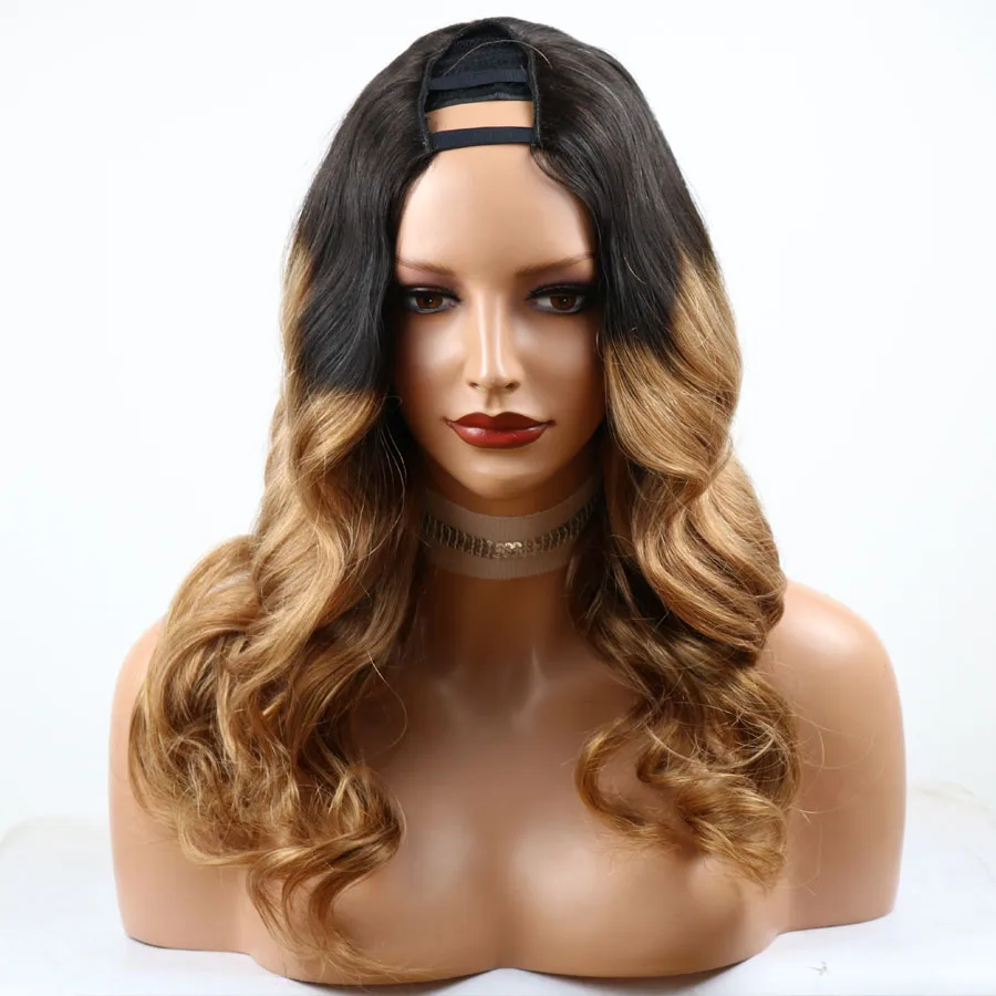 Волнистые бразильские парики из натуральных волос u образной формы для черных