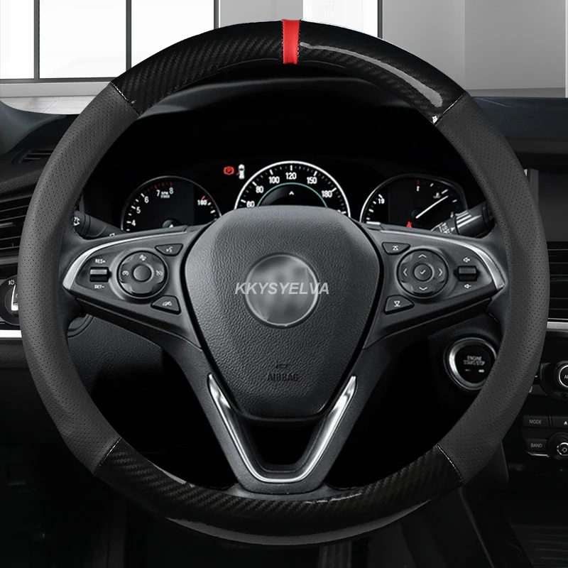 

Carbon Fiber Leather Car Steering Wheel Covers Interior Accessories 38cm for Buick lacrosse Excellet Verano Regal Car Styling