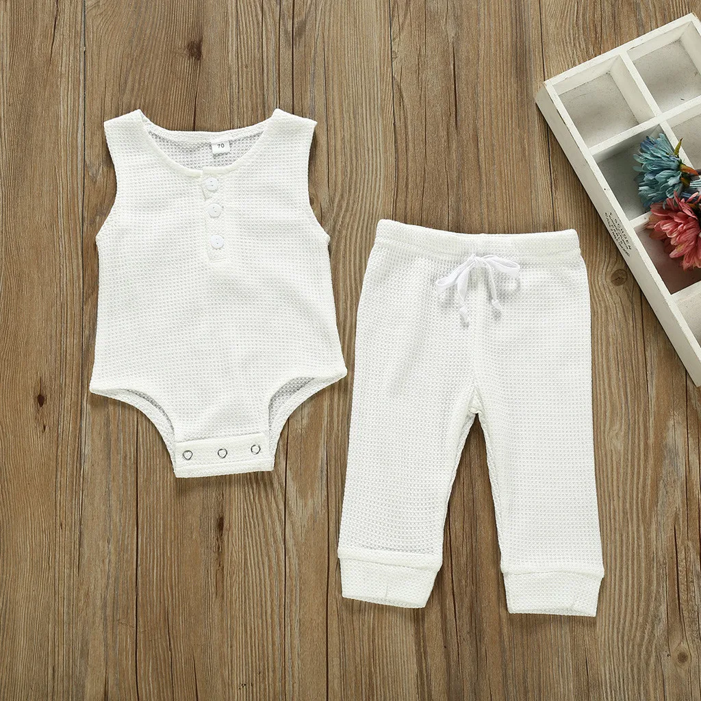 Комплект из 2 предметов однотонная вязаная одежда для новорожденных комбинезон
