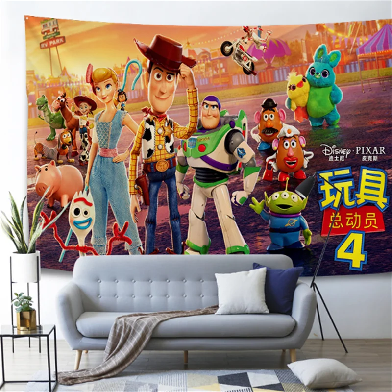 Toys Story 4 Tapestry for Children Bedroom Disney Cartoon Hippie Home Party Livingroom Mandala Wall Hanging Blanket | Дом и сад