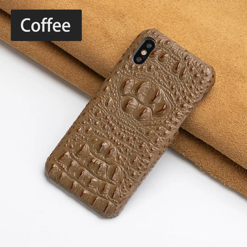 Coffee Head Роскошный чехол для телефона из воловьей кожи для iPhone Xr 6 6s 7 8 Plus X Xs Max, чехол с текстурой крокодиловой задней панели для 6p 6s p 7p 8p - Цвет: Coffee Head