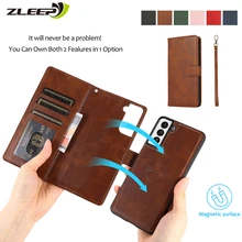 Flip Card Slot Case For Samsung Galaxy S22 S21 S20 FE Lite S10 E S9 S8 Note 9 10 20 Ultra Plus Leather Magnetic Phone Bag Cover