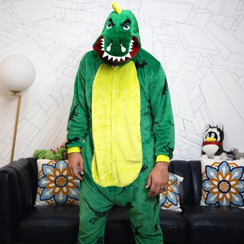 Зимняя мужская пижама с единорогом стежка животными кигуруми Мужская Фланелевая