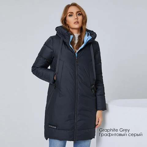 Новинка 2022, Женская куртка HaiLuoZi, женское модное пальто средней длины с толстым капюшоном, Классические повседневные зимние парки на молнии, 6017