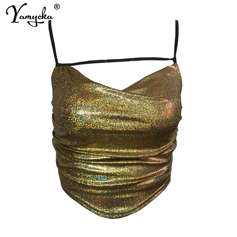 

Сексуальный Яркий шелковый летний корсет с лямкой на шее, укороченный топ, Женская винтажная одежда в стиле интернет y2k, укороченные милые ж...