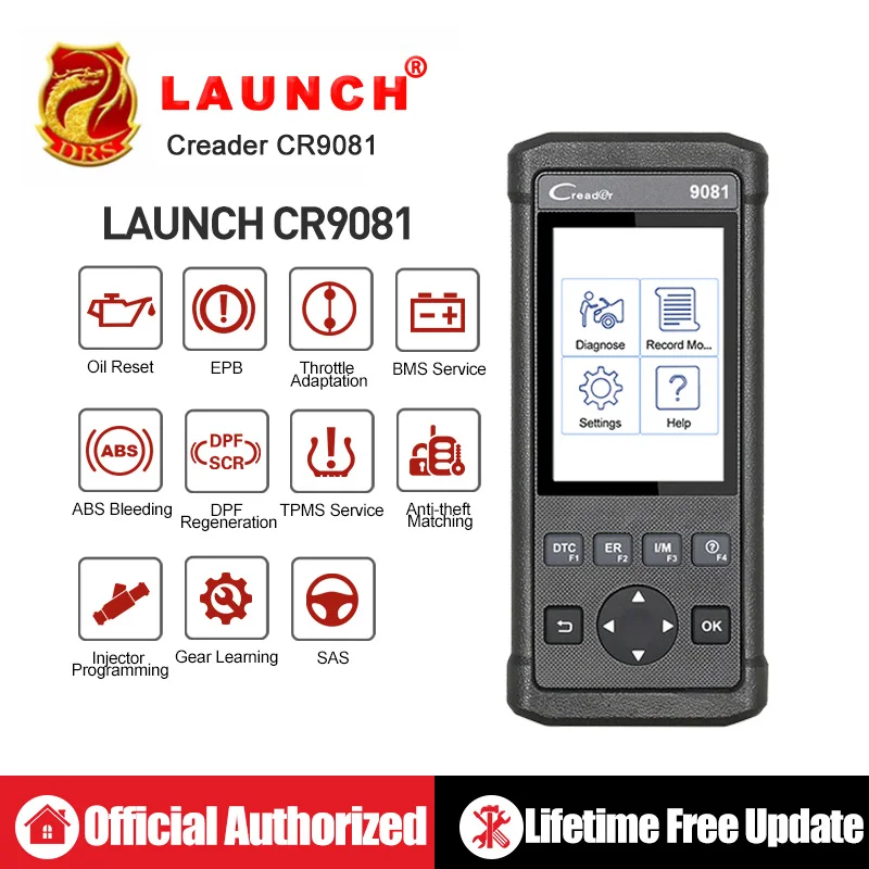 Launch DIY сканер Creader 9081 полный OBD2 сканер/инструмент сканирования диагностики OBD2+ABS Bleeding+Oil+EPB+BMS+ SAS+DPF CR9081