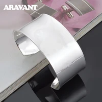 925 silver 30mm big smooth braceletbangle for men women fashion couple jewelry gifts