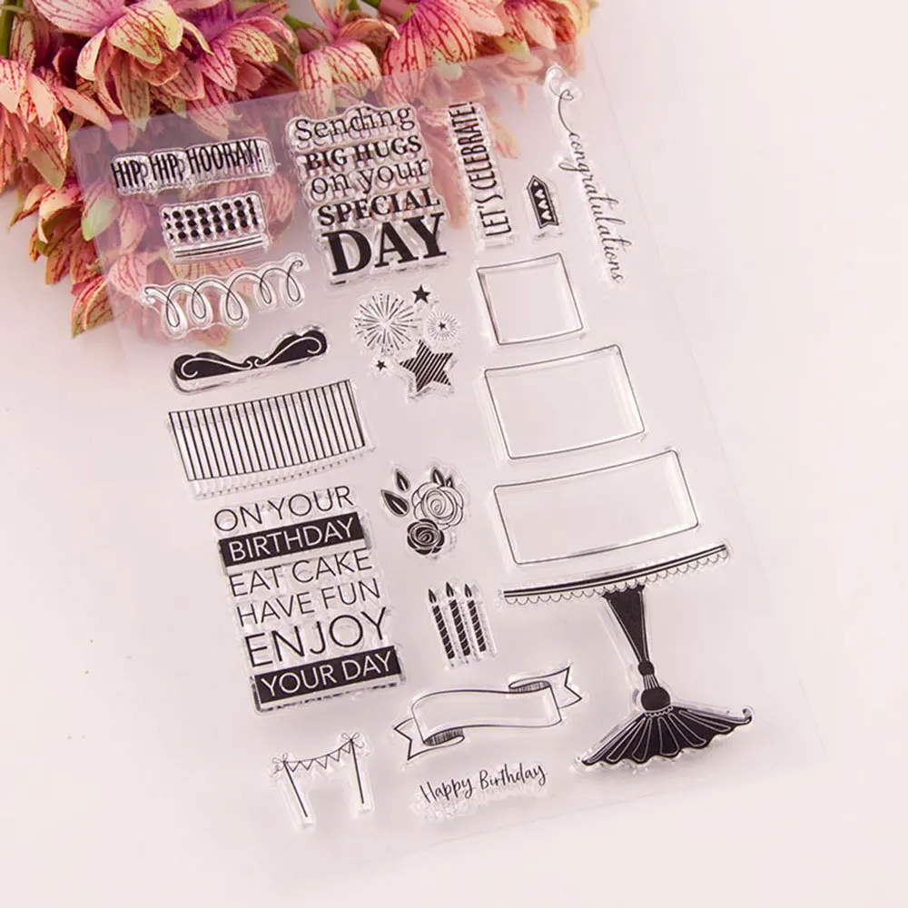 Многослойные прозрачные силиконовые штампы для торта на день рождения