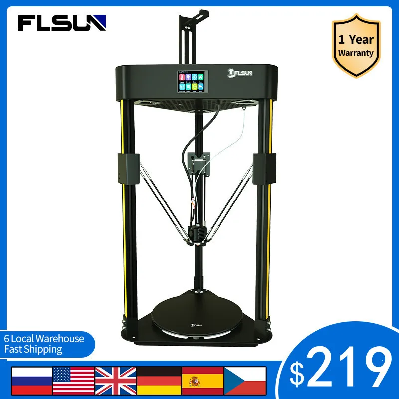 3D принтер Flsun Q5 Delta TMC 2208 32 бита бесшумный драйвер автоматический датчик уровня