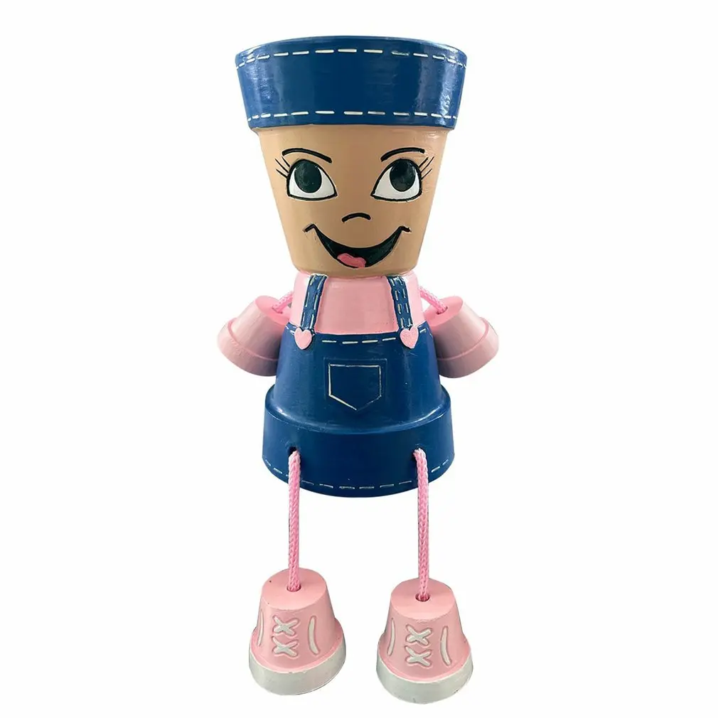 

Country Kid People Shape Clay Pot Planter Flower Pot Head Planter Adorable Garden Decor Boy Girl Flower Pot