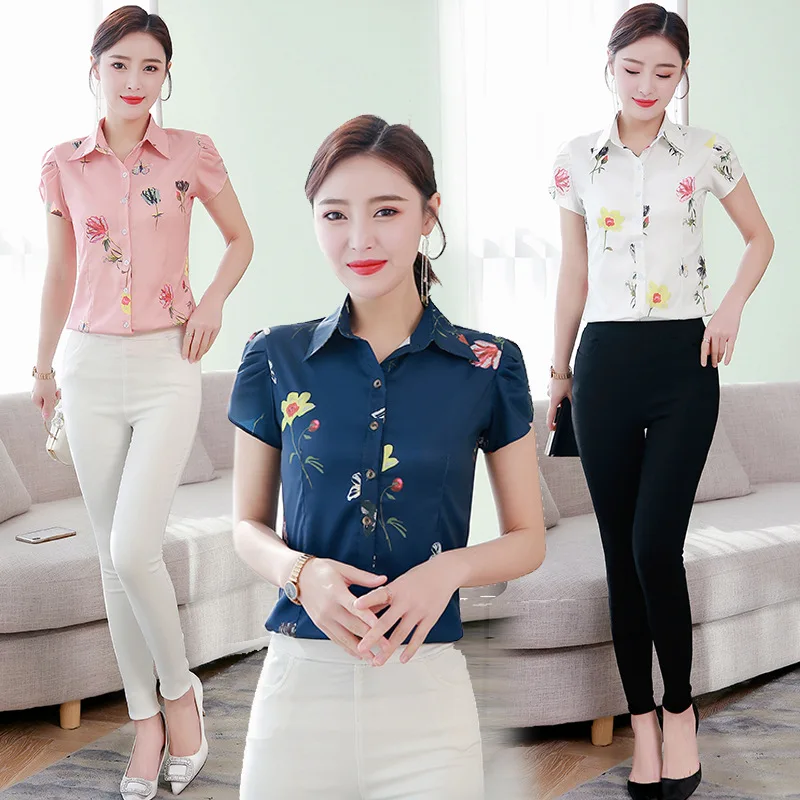 

Women's Long-sleeved Shirts New Spring Autumn Korean Printed Shirts Chiffon Shirts, Slim Slimming Bottoming Shirts, Women's Tops