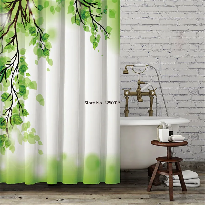 

Luck Clover Home Decoration Bathroom Decor Shower Curtains Green Waterproof Polyester Curtain For Bath Bathtub Shower Decor Hot